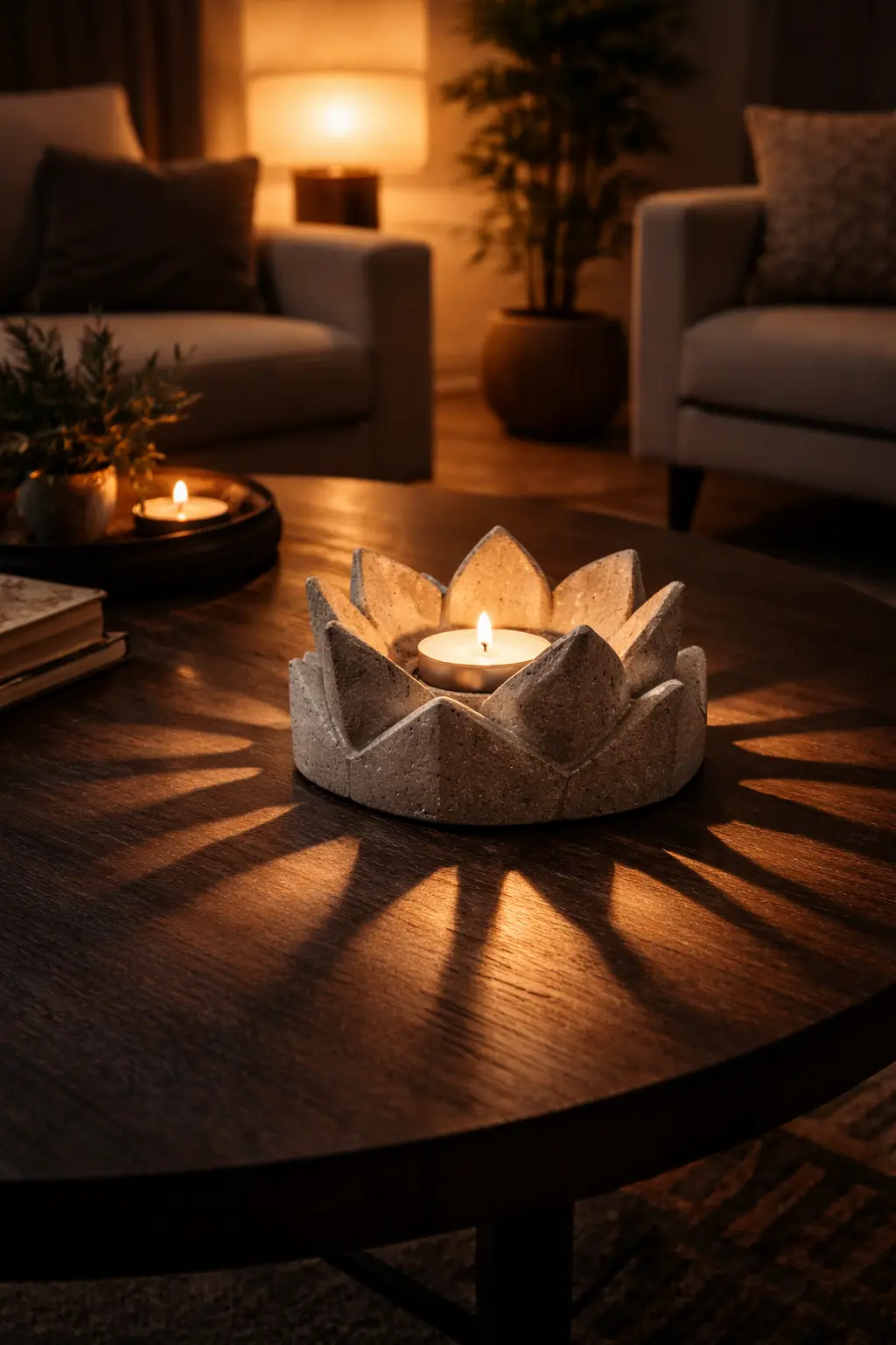 Galeria klimatu — świecznik z betonu we wnętrzu 1