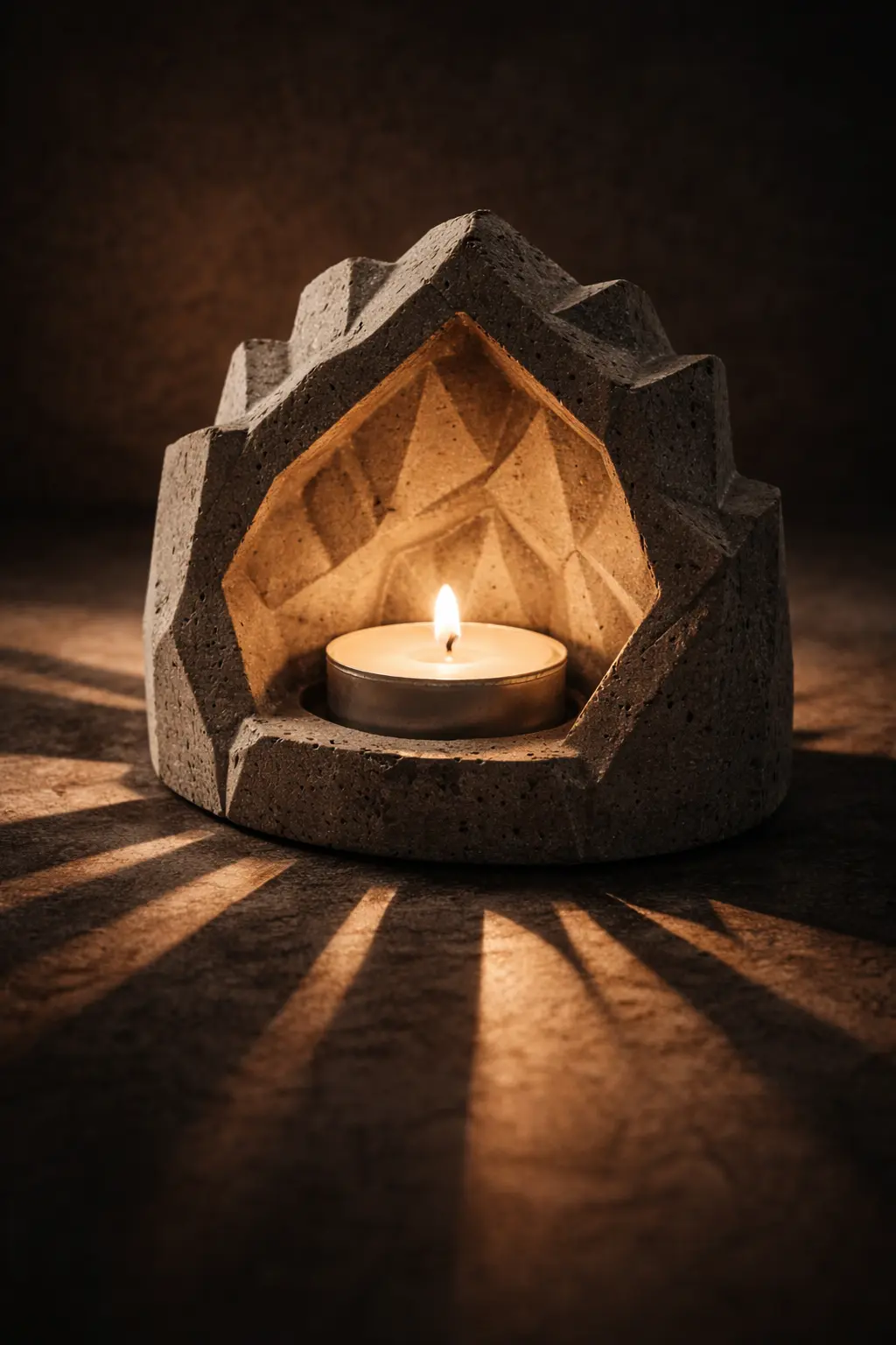 Galeria klimatu — świecznik z betonu we wnętrzu 2