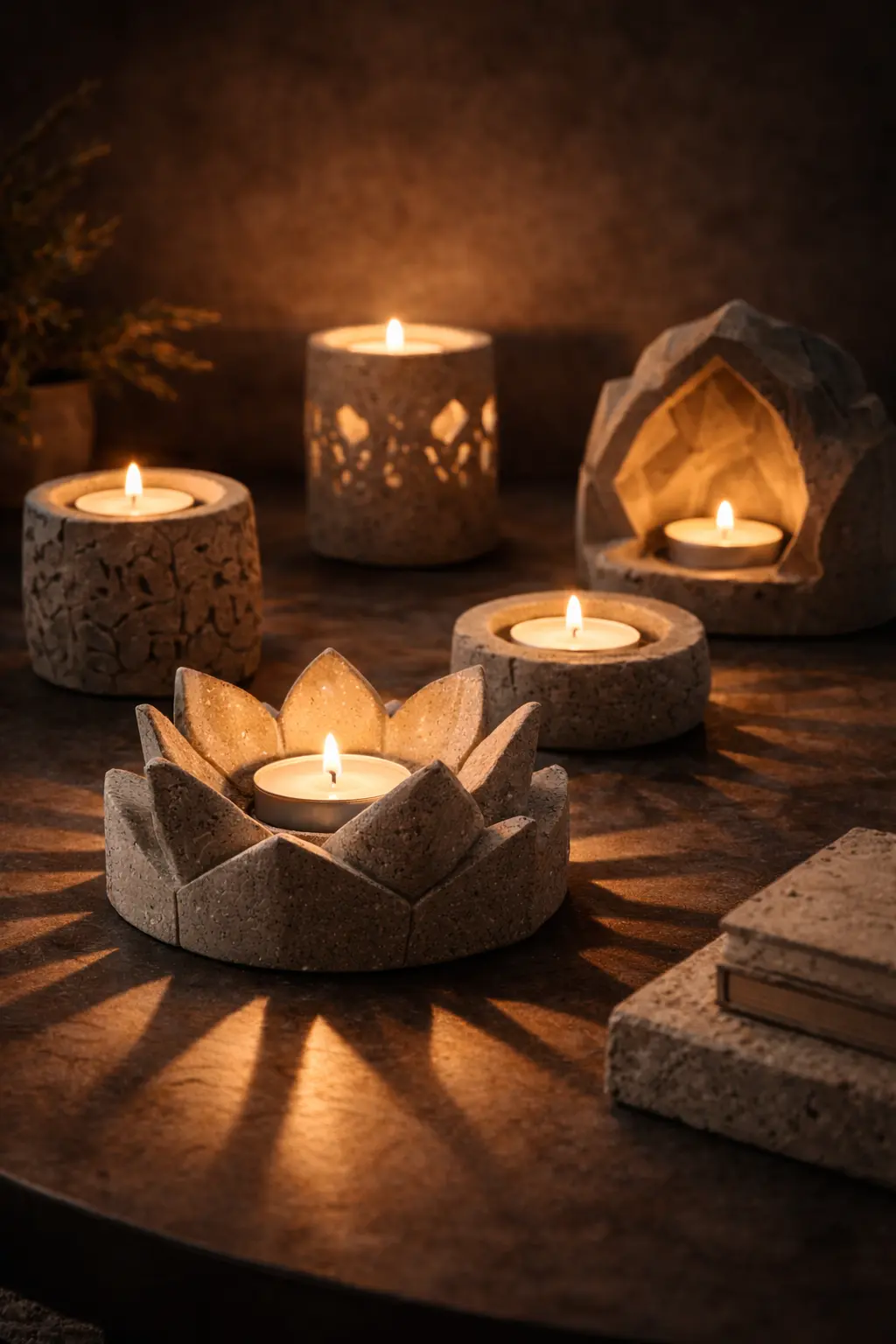 Galeria klimatu — świecznik z betonu we wnętrzu 3